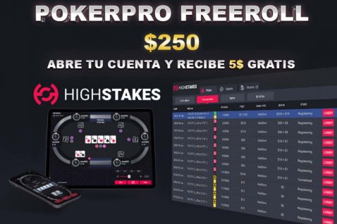 No se pierda nuestro freeroll PokerPro.cc de $250 este domingo en HighStakes Poker